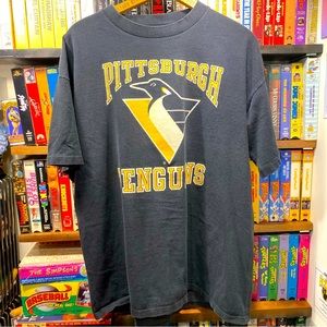 L-XL VINTAGE PITTSBURGH PENGUINS JAGER SHIRTSY SINGLE STITCH